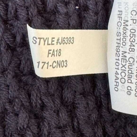 J. Crew Navy Blue Turtle Neck Chunky Knit Half Sleeve Sweater Poncho Size Large - Picture 10 of 10